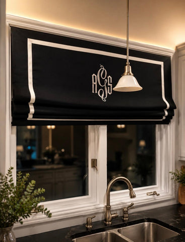 Roman Shade #LD115  (Monogrammed, Banded in Ribbon)