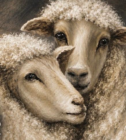 Framed Print 11" X 14" - Two Peaceful Sheep  (Healing Art)