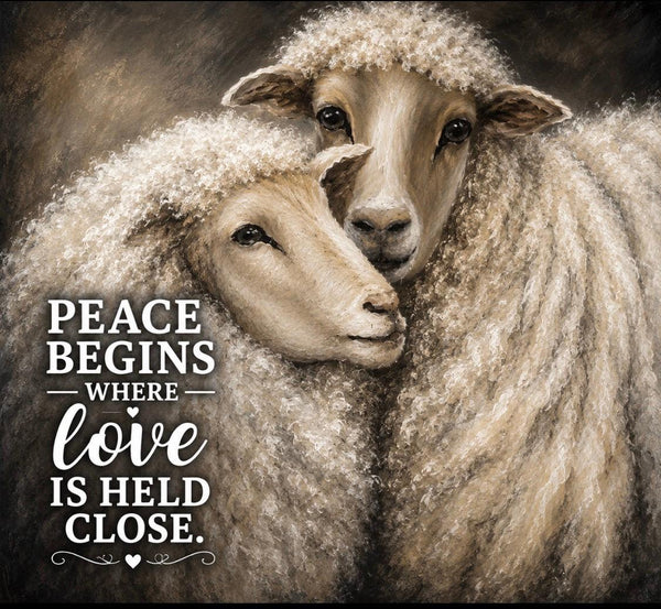 Framed Print 11" X 14" - Two Peaceful Sheep  (Healing Art)