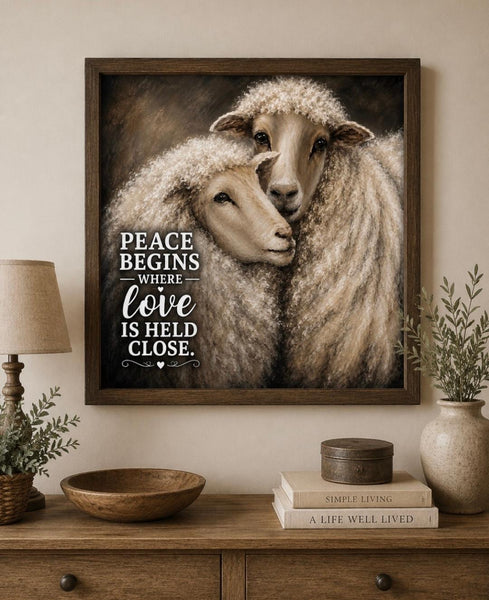 Framed Print 11" X 14" - Two Peaceful Sheep  (Healing Art)
