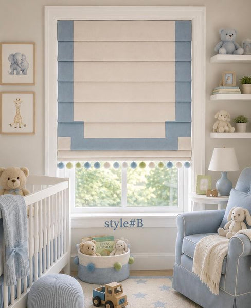 Roman Shade  #400  (Ribbon on 3 Sides with Trim)