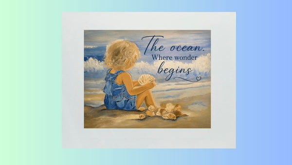 PRINT Toddler with Seashells with Quote
