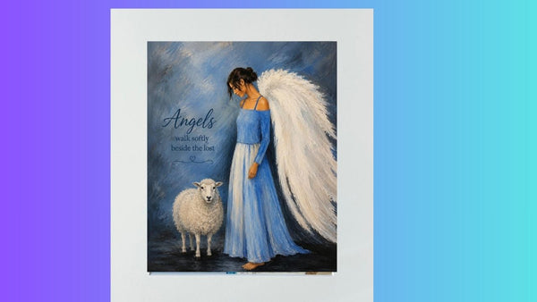 Matted Print - Angel with Sheep (Healing Art)