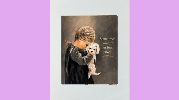 Matted Print - Girl with Her Puppy (Healing Art)