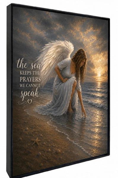 5' X 7" Framed Art - Angel Touching Water