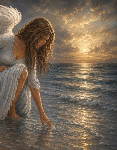 Matted Print - Angel Touching Water (Healing Art)