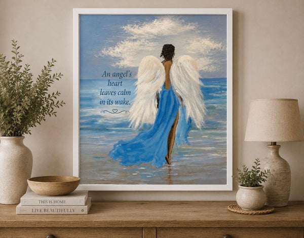 Framed Print 11" X 14" - Angel at the Beach -  (Healing Art)