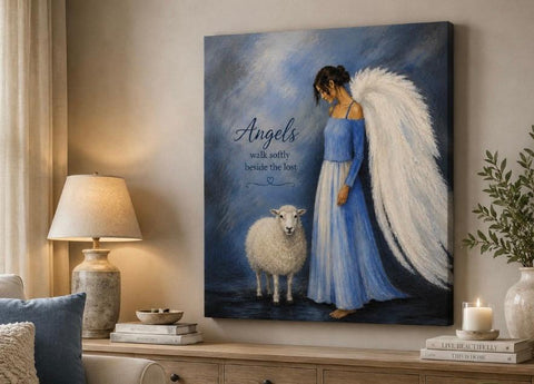 Canvas Print 11" X 14" - Angel with Sheep - (Healing Art)