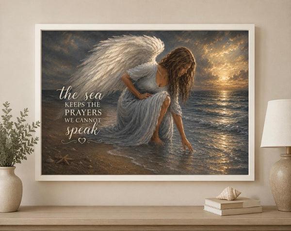 Framed Print 11" X 14" - Angel Touching Water -  (Healing Art)