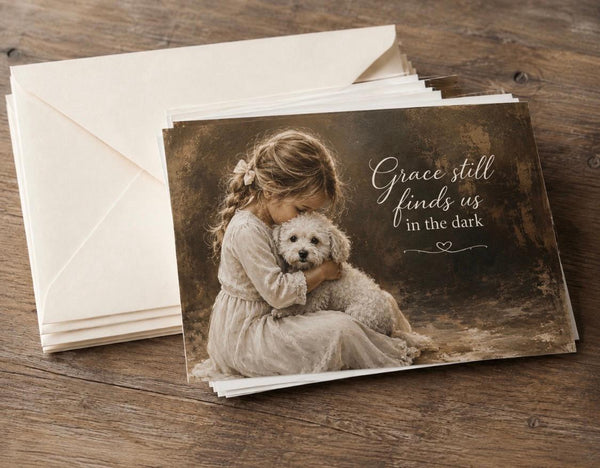 Blonde Girl with her Puppy Notecards