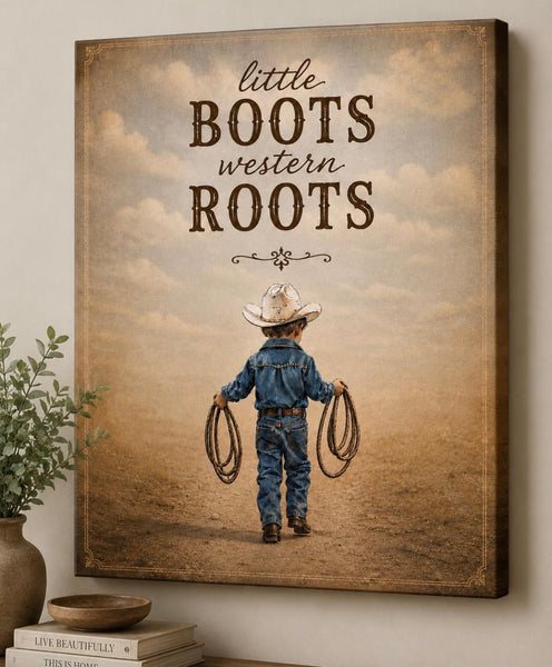 Canvas Print 11" X 14" - Little Boots Cowboy - (Healing Art)