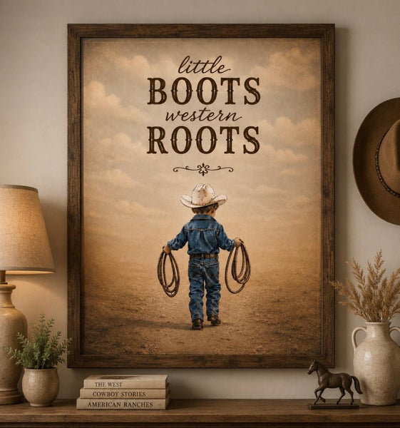 Framed Print 11" X 14" -Little Boots Cowboy -  (Healing Art)