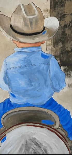 Matted Print - Little Cowboy on a Horse (Healing Art)