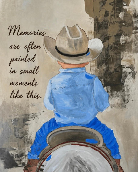 Matted Print - Little Cowboy on a Horse (Healing Art)