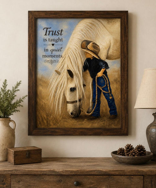 Framed Print 11" X 14" - Boy With His Horse -  (Healing Art)