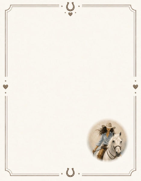 Designer Stationery - Cowgirl Riding Her Horse