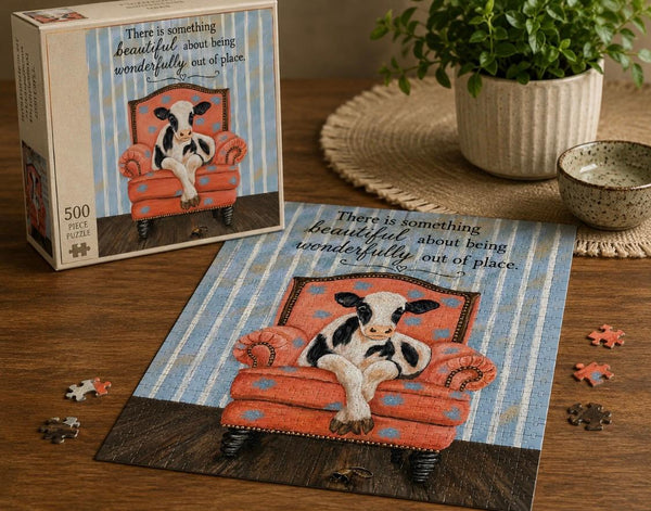 500 Piece Designer Puzzle - Relaxing Cow