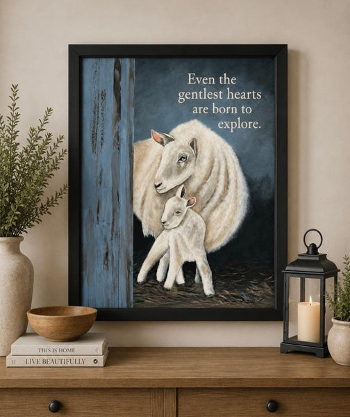 Framed Print 11" X 14" - Mother Sheep and Lamb (Healing Art)