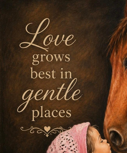 5' X 7" Framed Art - Little Cowgirl Kissing Horse