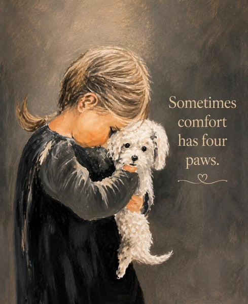 Matted Print - Girl with Her Puppy (Healing Art)
