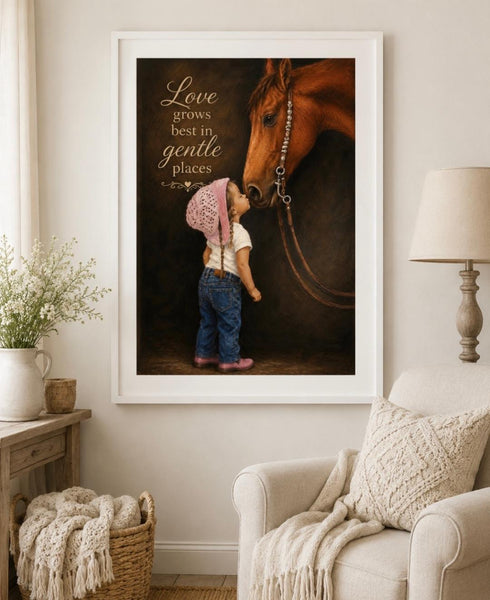 Framed Print 11" X 14" - Boy With His Horse -  (Healing Art)