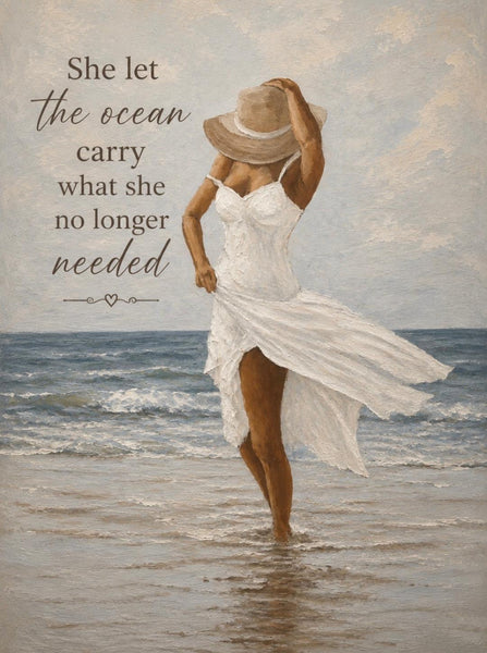 Matted Print - Lady at the Beach (Healing Art)