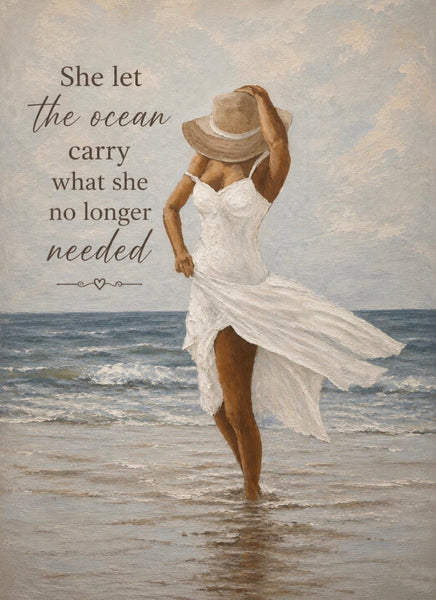 Framed Print 11" X 14" - Lady at the Beach -  (Healing Art)