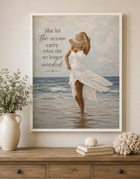 Framed Print 11" X 14" - Lady at the Beach -  (Healing Art)