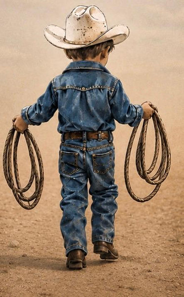 Matted Print - Little Boots Cowboy (Healing Art)