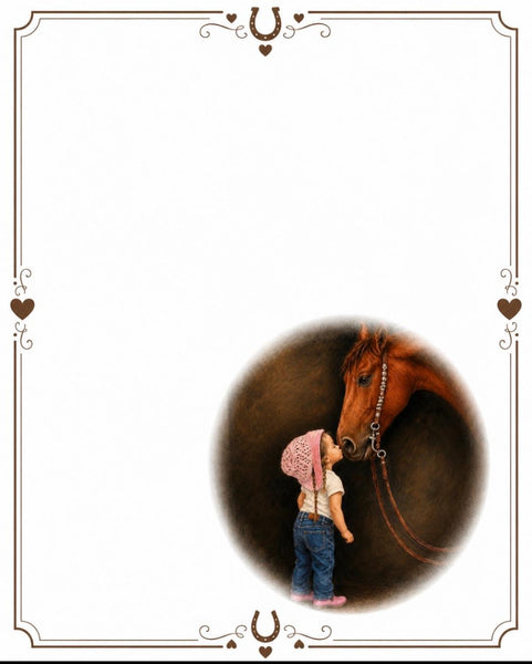 Designer Stationery - Little Cowgirl Kissing Her Horse