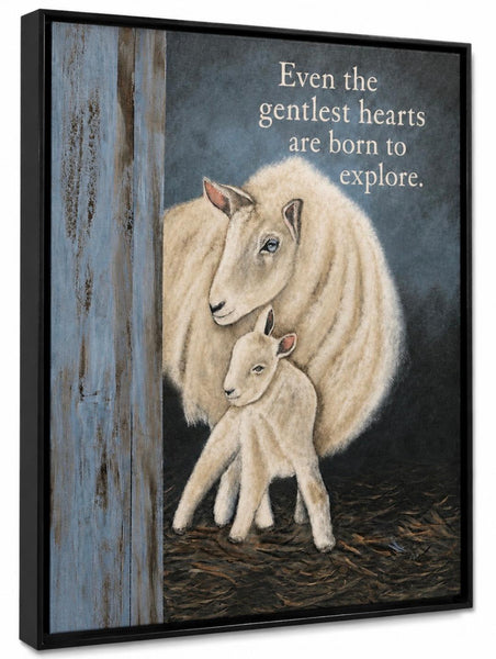 5' X 7" Framed Art - Mother Sheep & Lamb
