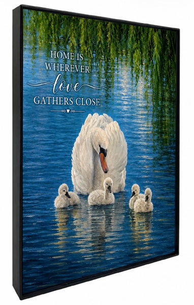 5' X 7" Framed Art -Mother Swan