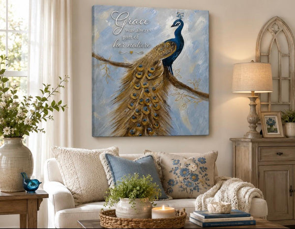Canvas Print 11” X 14” - Peacock Wall Art (Healing Art)