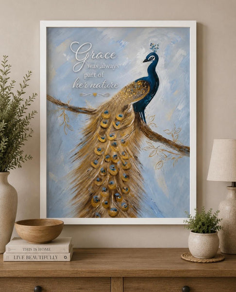 Framed Print 11” X 14” - Peacock Wall Art (Healing Art)