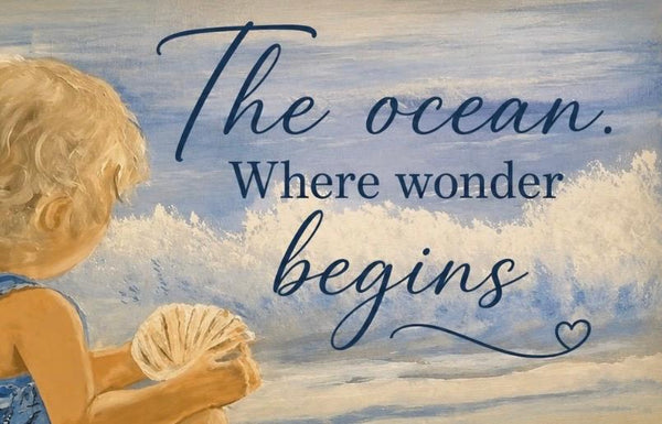 PRINT Toddler with Seashells with Quote
