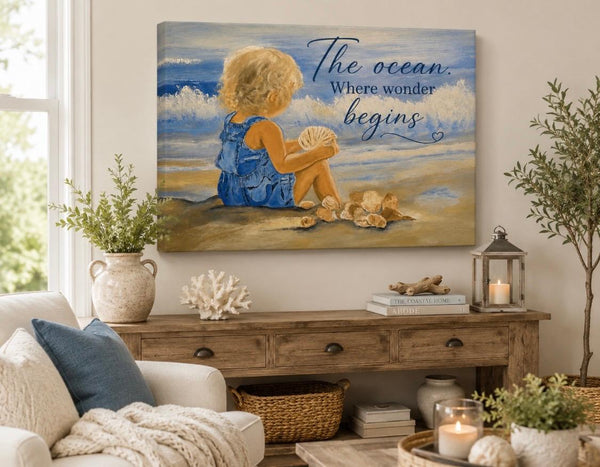Canvas Print 11" X 14" - Toddler at the Beach Wall Art (Healing Art)