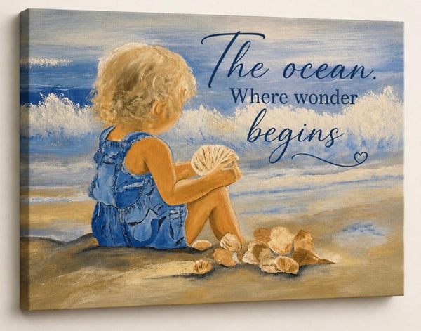 Canvas Print 11" X 14" - Toddler at the Beach Wall Art (Healing Art)
