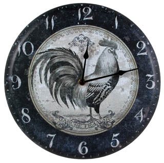 #72354 Black / White Rooster Clock