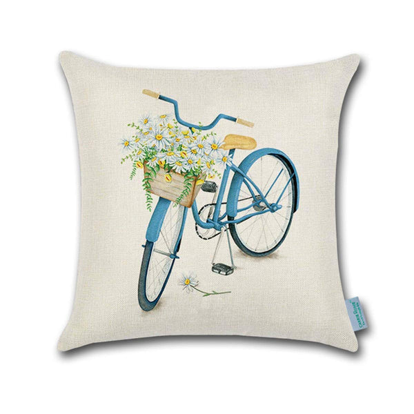TP35 Vintage Blue Bicycle Throw Pillow
