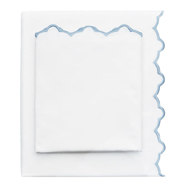 #FB3c French Blue Florentine EMBROIDERED SCALLOPED SHEETS