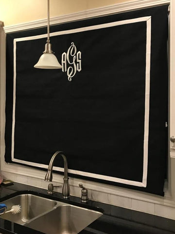 ABSOLUTE JANUARY STEAL - Roman Shade Monogrammed Banded in Cotton Webbing (slats)