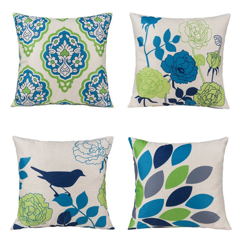 TP81 Green/Navy Birds Throw Pillows Group