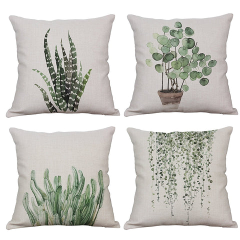 TP59 Green Plants Throw Pillows Group
